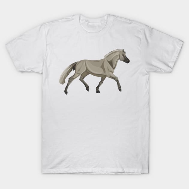 Fjord Pony trotting in the Autumn Sunset T-Shirt by themarementality